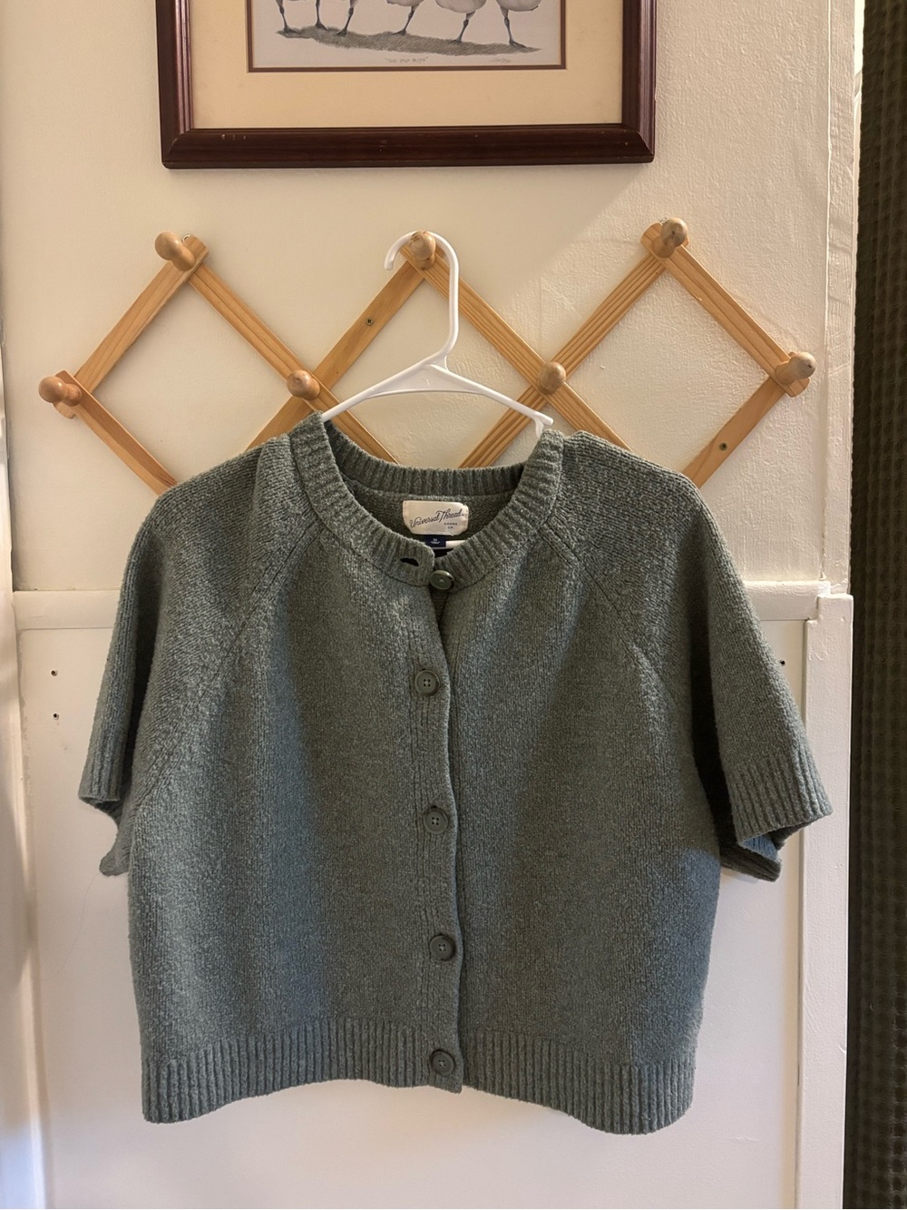 Universal Thread Short-Sleeve Button Cardigan Sweater - Sage Green